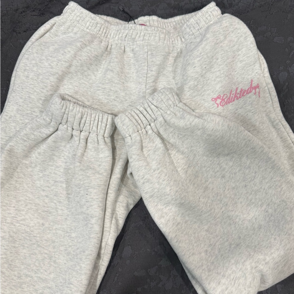 Edikted Gray Sweatpants with Elastic Waistband and Cuffs